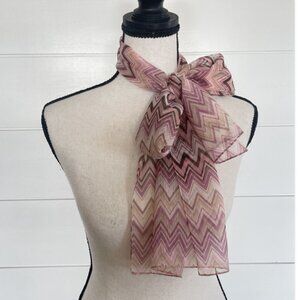 Scarf - Zig Zag Pattern Pinks Tans no Tag  Shear Long 58” X 12”